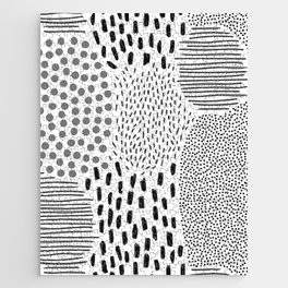 Abstract black and white pencil doodle pattern Jigsaw Puzzle