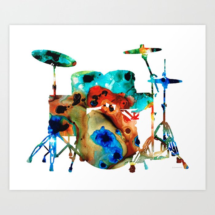 The Drums - Music Art By Sharon Cummings Art Print