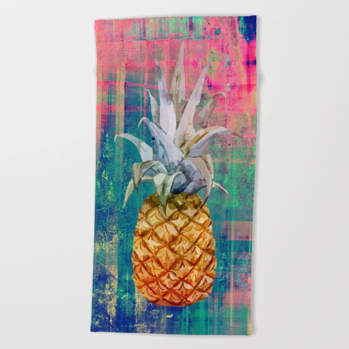 pineapple exotic fruit  Beach Towel