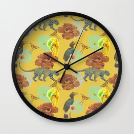 Tropical Rainforest in Yellow Wall Clock
