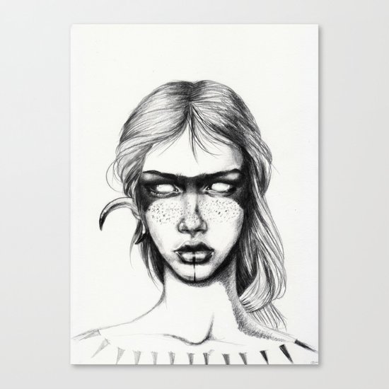 Nocturnal Warrior Sketch Canvas Print
