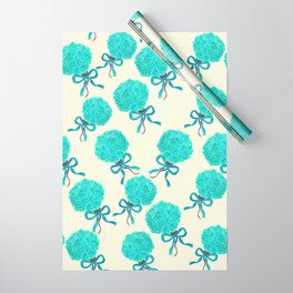 Handpainted turquoise hydrangeas on cream Wrapping Paper
