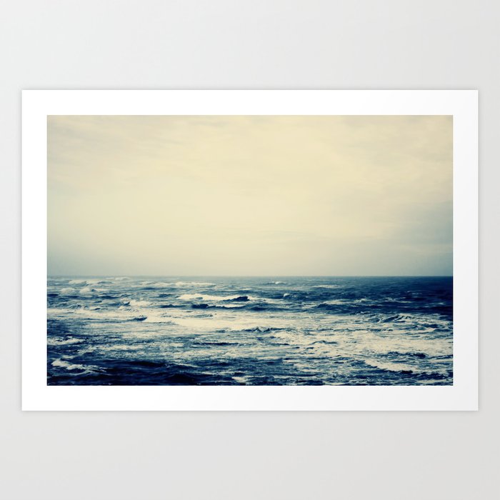 Aerial Ocean Print -  Crashing Waves - Dark Blue Sea Travel Photography  Art Print