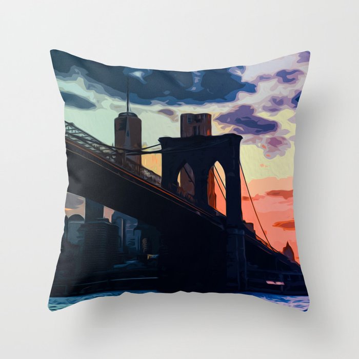 Sunsets of New York Throw Pillow
