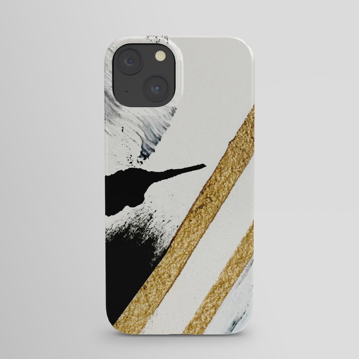 Armor [8]: a minimal abstract piece in black white and gold by Alyssa Hamilton Art iPhone Case