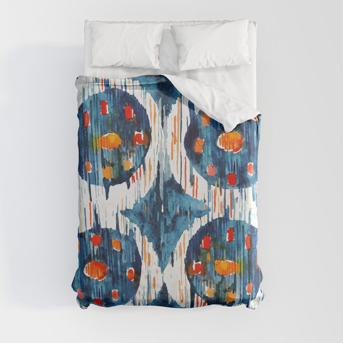 BLUE CIRCLES IKAT Duvet Cover