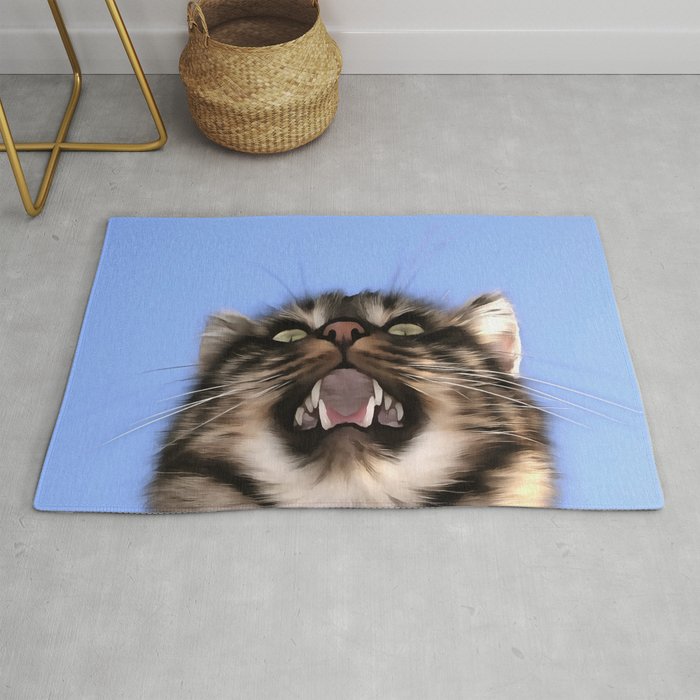 Plaintive Meow Of A Tabby Cat Acrylic Painting  Rug