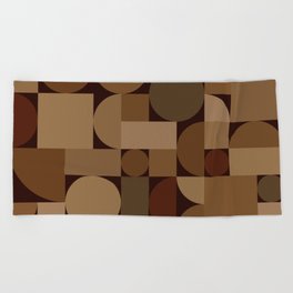 Retro Geometric Abstract Art Coffee Beach Towel