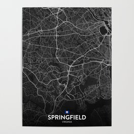 Springfield, Virginia, United States - Dark City Map Poster