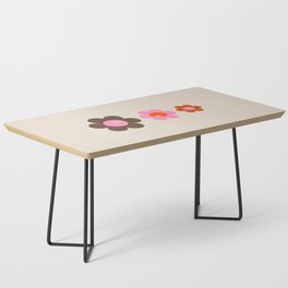 Les Fleurs | 03 - Flowers Print Retro Flower Abstract Floral Art Olive And Pink Flowers Botanical Coffee Table