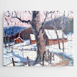 Log Cabins In Winter Jigsaw Puzzle