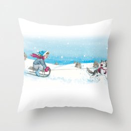 Anna and Husk in the snow Throw Pillow