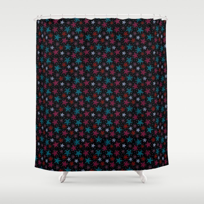 Dark star pattern Shower Curtain