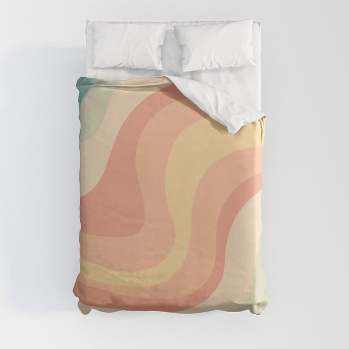 Vintage groovy waves Duvet Cover