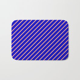 [ Thumbnail: Blue & Dark Salmon Colored Lines Pattern Bath Mat ]