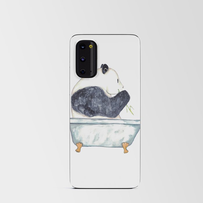 Panda bear taking bath watercolor Android Card Case