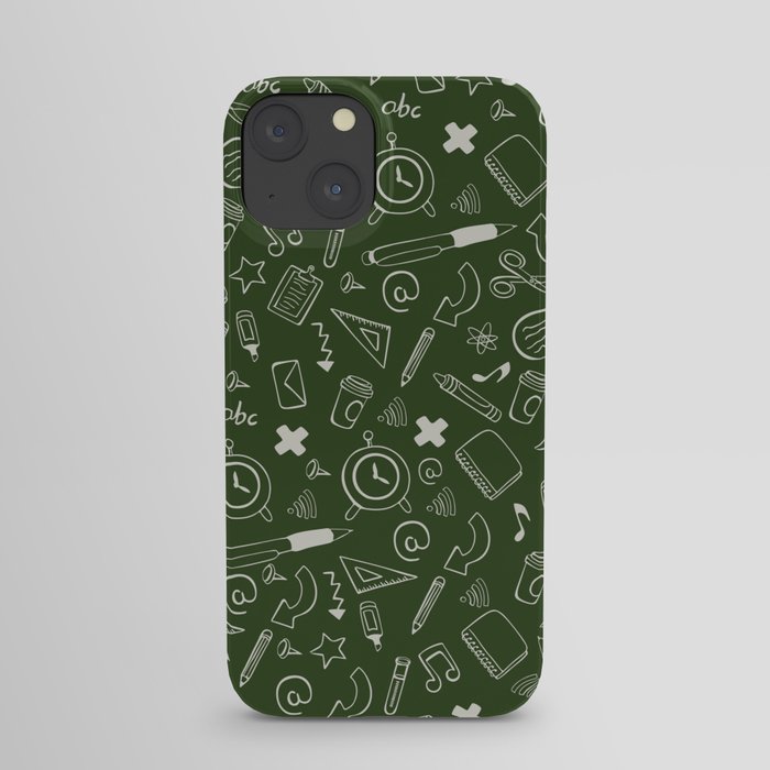 Back to School - Green-White Pattern iPhone Case