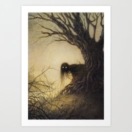 Banshee Kunstdrucke | Nightmare, Moor, Night, Tree, Twisted, Glowingeyes, Nature, Halloween, Heath, Drawing 