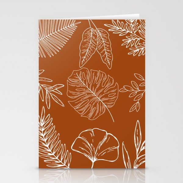 Gold and White Foliage Background Stationery Cards