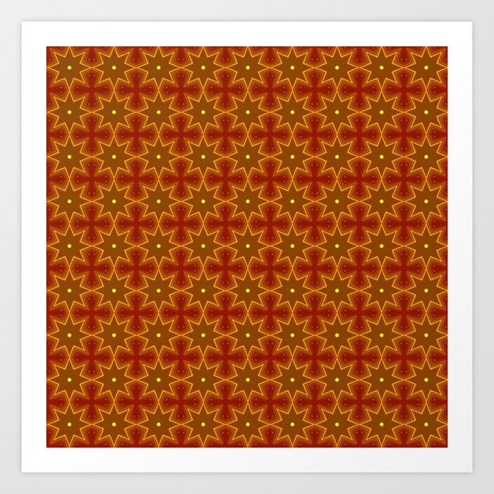 Brown Stars Pattern Art Print