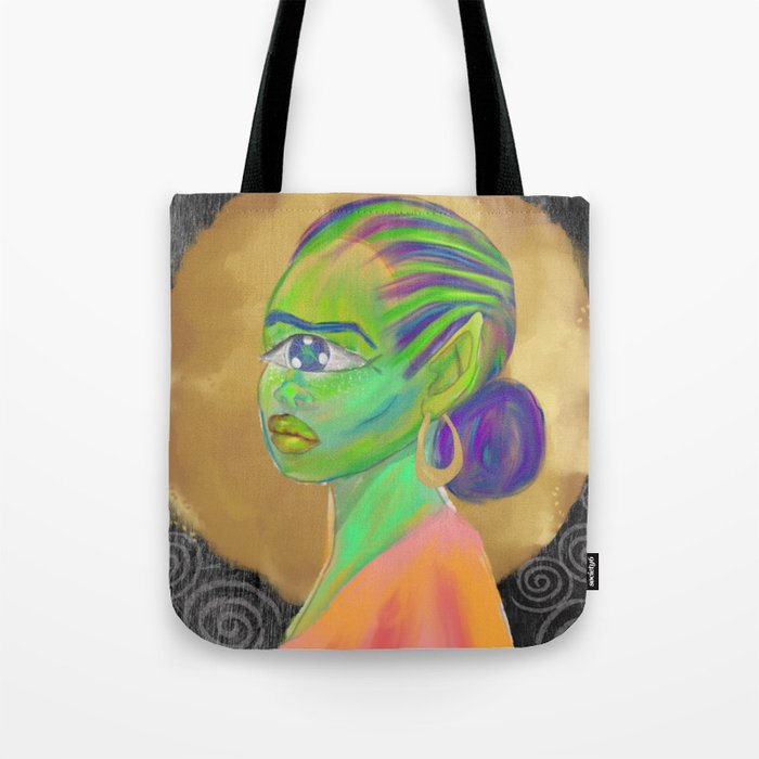 One Eyed Green Female Alien  Tote Bag