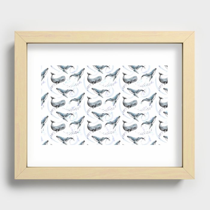 Whale Pattern Recessed Framed Print