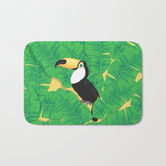 Toucan and banana leaves Bath Mat