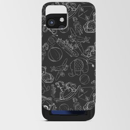 Dark Grey and White Toys Outline Pattern iPhone Card Case