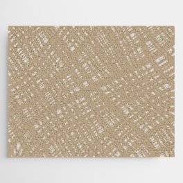 Rough Weave Painted Abstract Burlap Painted Pattern in Mushroom Beige Tones Jigsaw Puzzle