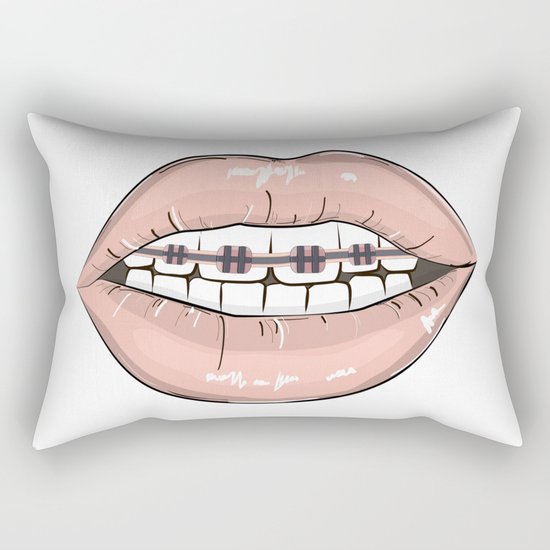 Lips vs braces Rectangular Pillow