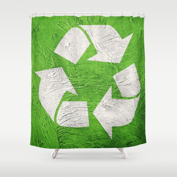 Recycle Symbol On Grunge Background Vintage Style Shower Curtain