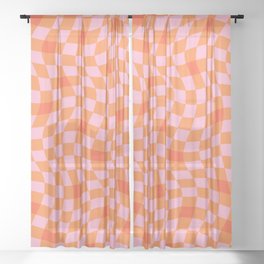 Summer marmalade love gingham checker pattern Sheer Curtain