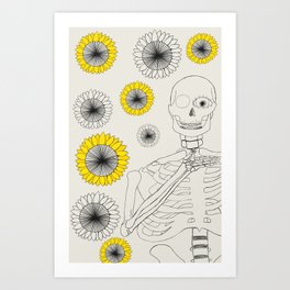 Possession and Decay Art Print | Pattern, Black And White, Skeleton, Cartoon, Pop Art, Graphicdesign, Trippy, Flower, Comic, Concept 