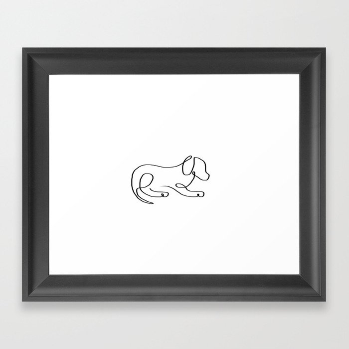 One line sleepy dog Framed Art Print