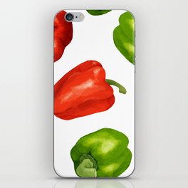 Colorful bell pepper watercolor print pattern iPhone Skin