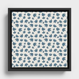 Flower Bulb - 01 - Inky Blue on Alabaster White Framed Canvas