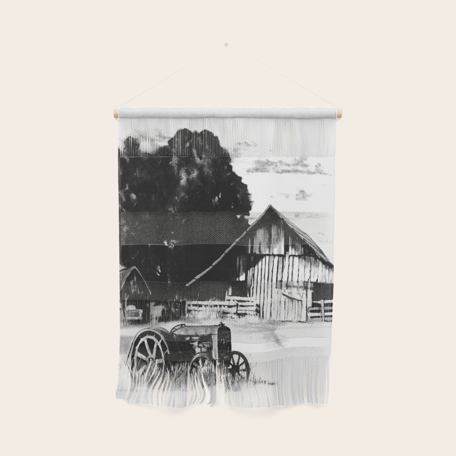 The Homestead Original Art Rustic Barn Wall Decor Tractor Drawing Wall Hanging By Darkmountainarts Society6