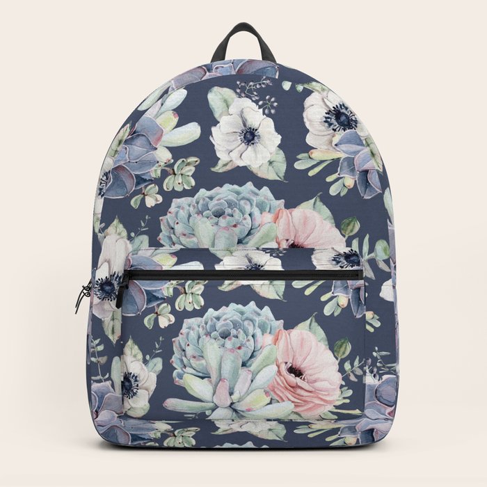 navy blue pink backpack