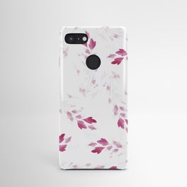 Pink watercolor leaves pattern 2 Android Case