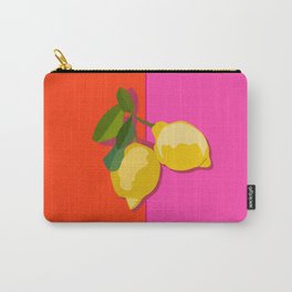 Lemonie - Geometric Lemon Summer Vibes Design on Pink and Red Carry-All Pouch