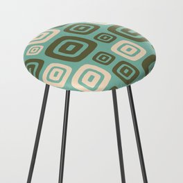 Retro Mid Century Modern Abstract Pattern 423 Green and Beige Counter Stool