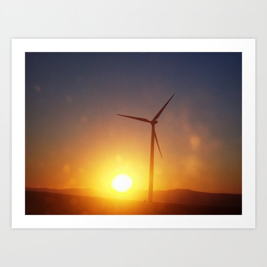 Windmill Sunset Art Print