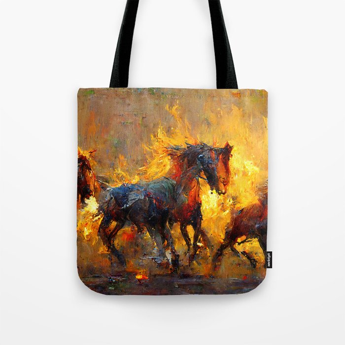 Flaming Horses Tote Bag