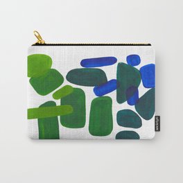 Mid Century Vintage Abstract Minimalist Colorful Pop Art Phthalo Blue Lime Green Pebble Shapes Carry-All Pouch