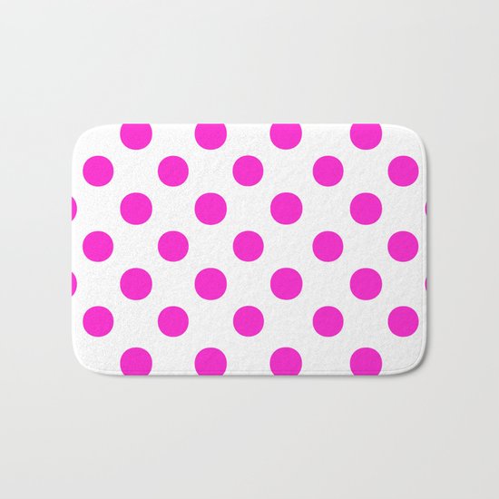 Polka Dots (Hot Magenta/White) Bath Mat