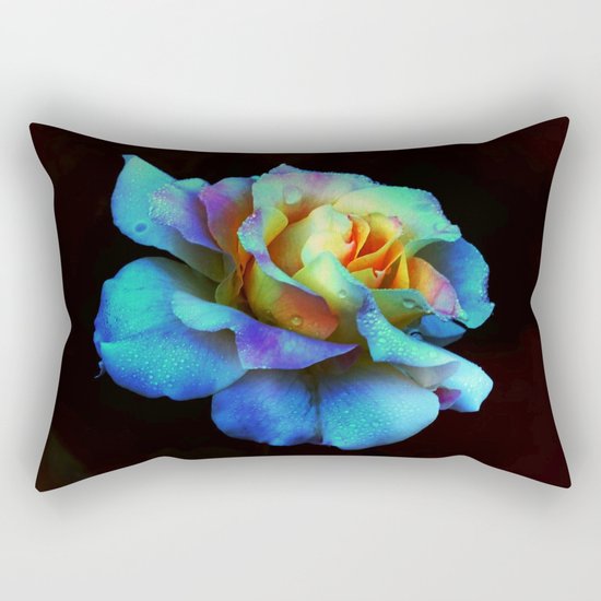 Pastel Rainbow Rose Rectangular Pillow