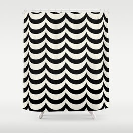 Black and Antique White Wave Pattern Shower Curtain