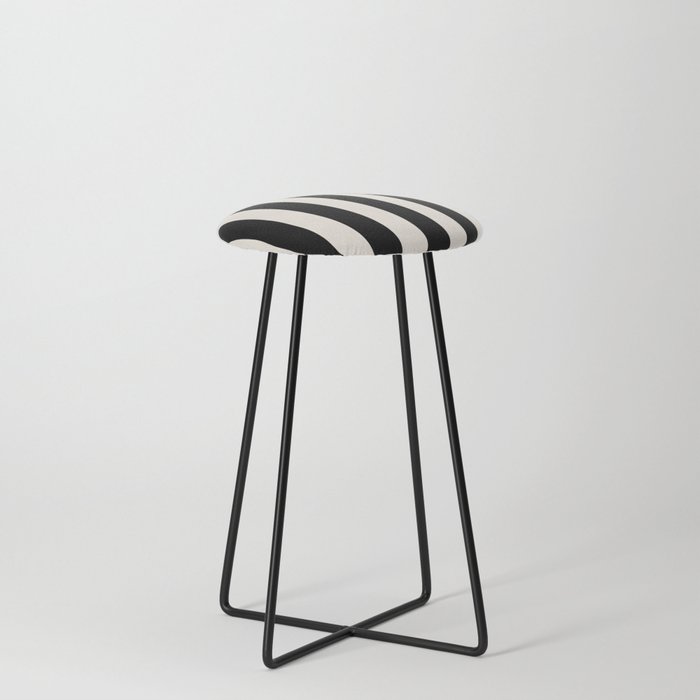 Black And Cream White Vertical Stripes Counter Stool