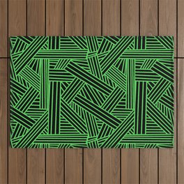 Sketchy Abstract (Green & Black Pattern) Outdoor Rug