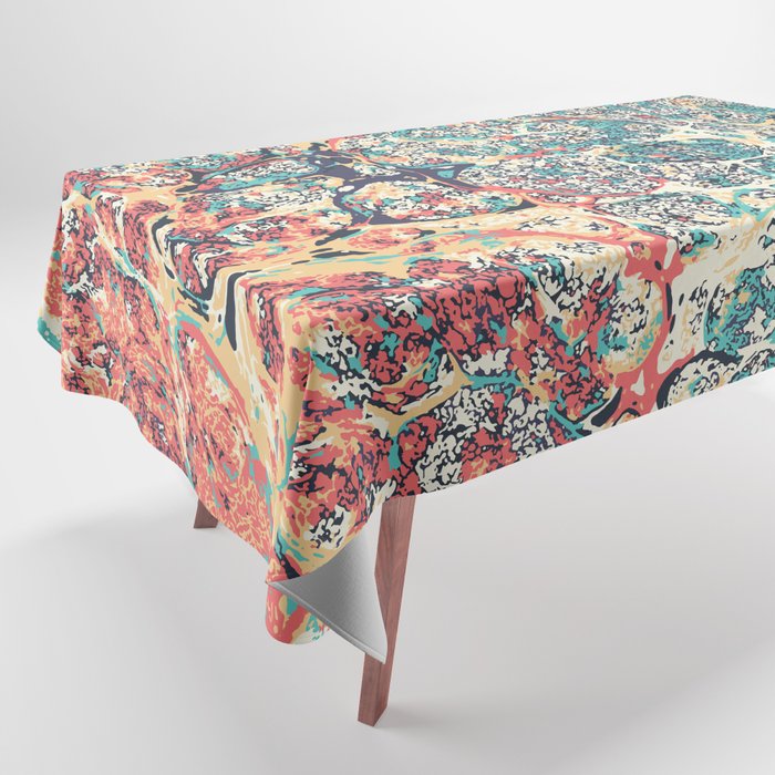 Boho marble pattern blue and siena Tablecloth